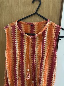 Boho Orange Sleeveless Dress