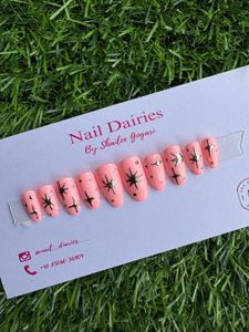 Peach Star Press-On Nails