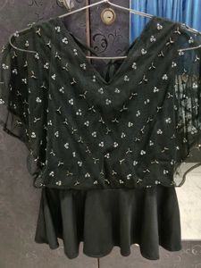 Chic Black Embellished Top