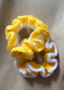 Handmade Crochet Yellow Scrunchie