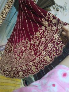 Maroon &amp; Gold Embroidered Dress.