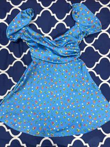 ZARA BLUE FLORAL MINI DRESS