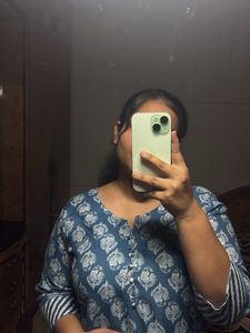 Blue Printed Kurti Pant Set