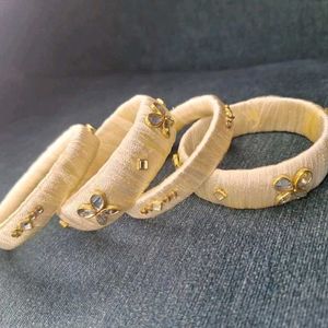 Kundan Work White Bangles 🧿