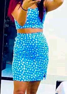 Blue Floral Two-Piece Set