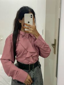 Victorian Korean Pink Ruffle Blouse Elegant & Chic