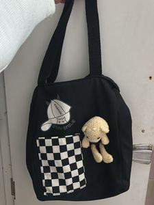 Cute Black Tote Bag with Teddy
