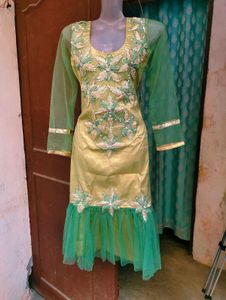 Green Embroidered Kurta Dress