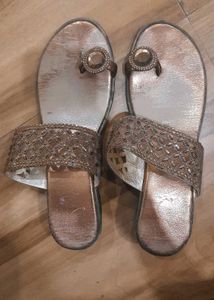 Golden Ethnic Sandals