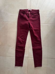 Zara Trafaluc Skinny Jeans, Maroon, Low Rise