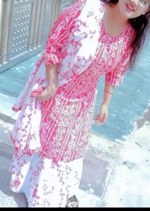 Red &amp; White Ethnic Print Dress