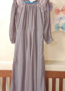 🍂Elegant brown  Floral Embroidered Dress🍂