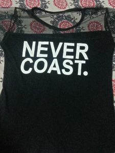 Never Coast Graphic Tee with Sheer Detail