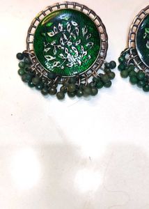 Green Jhumka Earrings