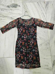 Organza Floral Black Kurti