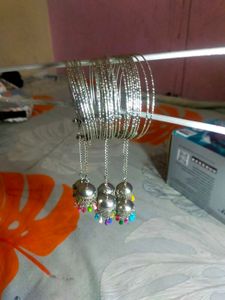 Stylish Silver Bangles (2 Designs)+Matching Jhumke