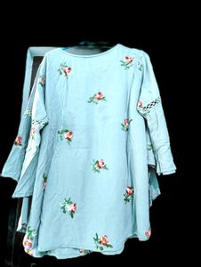 Embroidered Layered Tunic Top