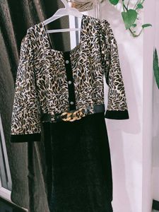 Vintage Animal Print Dress One Piece