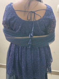 Blue Sequin Sharara Suit