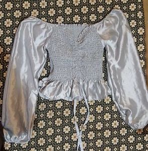 Metallic Silver Crop Top