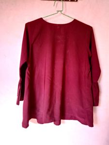 Rich Maroon Colour Bell Sleeves Top😀