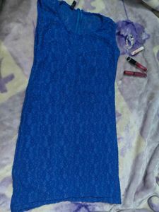 Blue Lace Sleeveless Dress