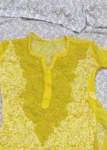 Yellow Chikankari Kurti