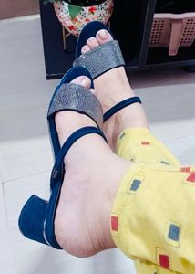 Shuz Touch Blue Rhinestone Heels Size 36