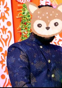 Men Blue Floral Design Sherwani
