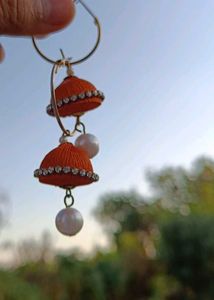 Orange Jhumka Earrings