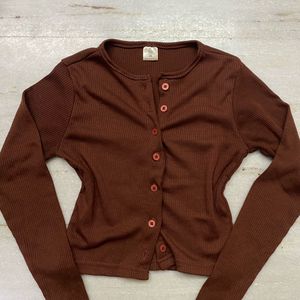 Brown Buttoned Top