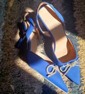 Blue Suede Slingback Heels