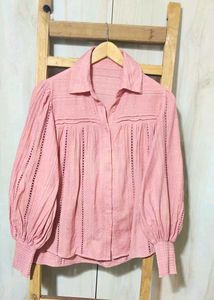 Peach Designer Cotton Shirt Size-42