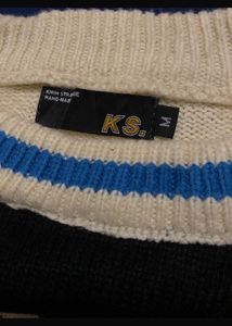 Striped Wool Sweater with Heavy Distress