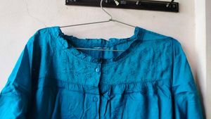 Teal Embroidered Top