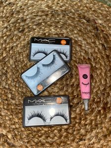 3 Fake eyelashes Set With Glue