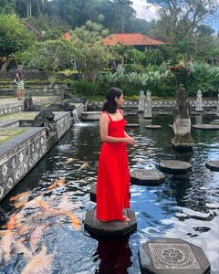 Red Cottage core Dress