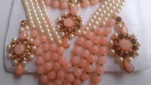 Elegant Peach &amp; Pearl Jewelry Set