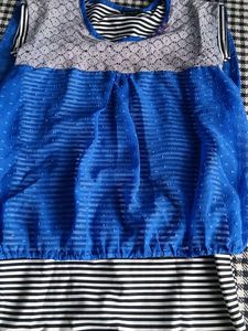 Gym WearBlue Lace Trim Tank Top