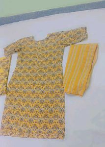Yellow Printed Kurta Set