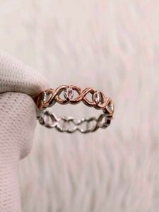 Sterling Silver &amp; Rose Gold &#39;X&#39; Ring