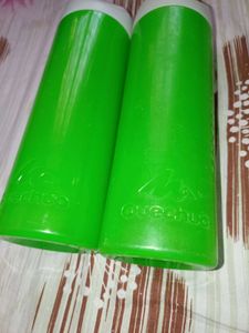 Quechua Green Water Bottles (Set of 2) with shaker