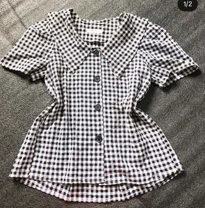 Gingham Peter Pan Collar Top