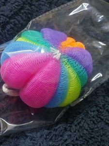 Bath Combo of Shower cap and rainbow color lufa