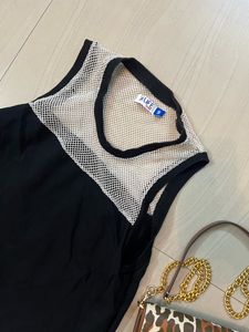 Black And White Net Tank Top