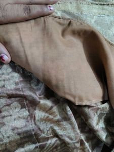 Velvet  Beige Saree