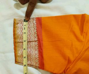 New Cotton Saree With Stitched Blouse Unused