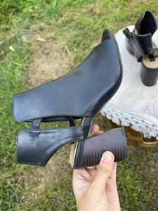 Black Open Toe Booties