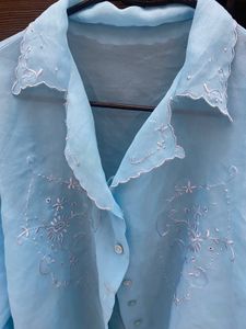 Blue Embroidered Top