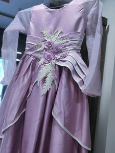 Pink Satin Frock For Girls